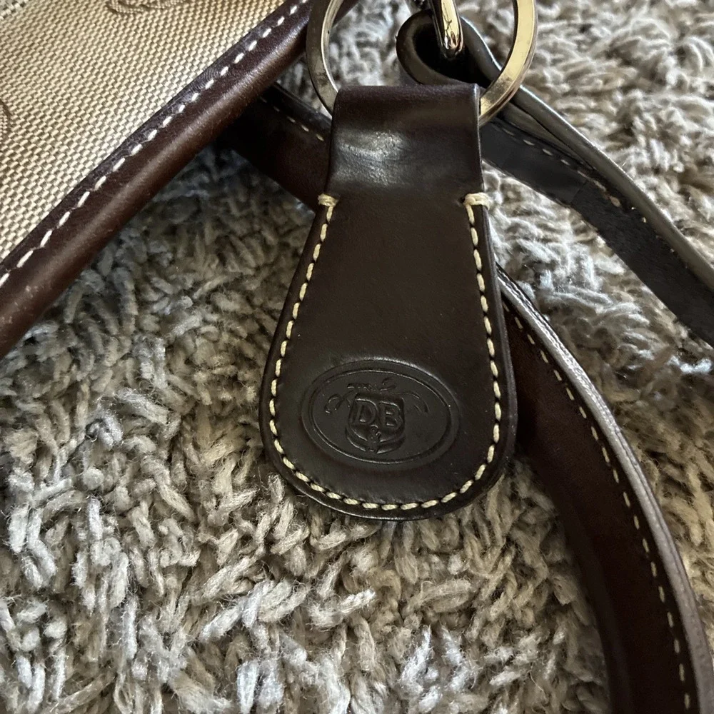 DOONEY & BOURKE Signature Beige Canvas Leather LRG Double Handle Tote Buckle